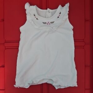 White Baby Romper with Floral Embroidery